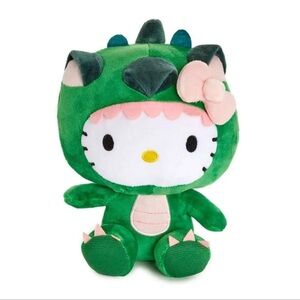 NWT Hello Kitty Kaiju Green Dinosaur Plush with Pink Bow Backpack